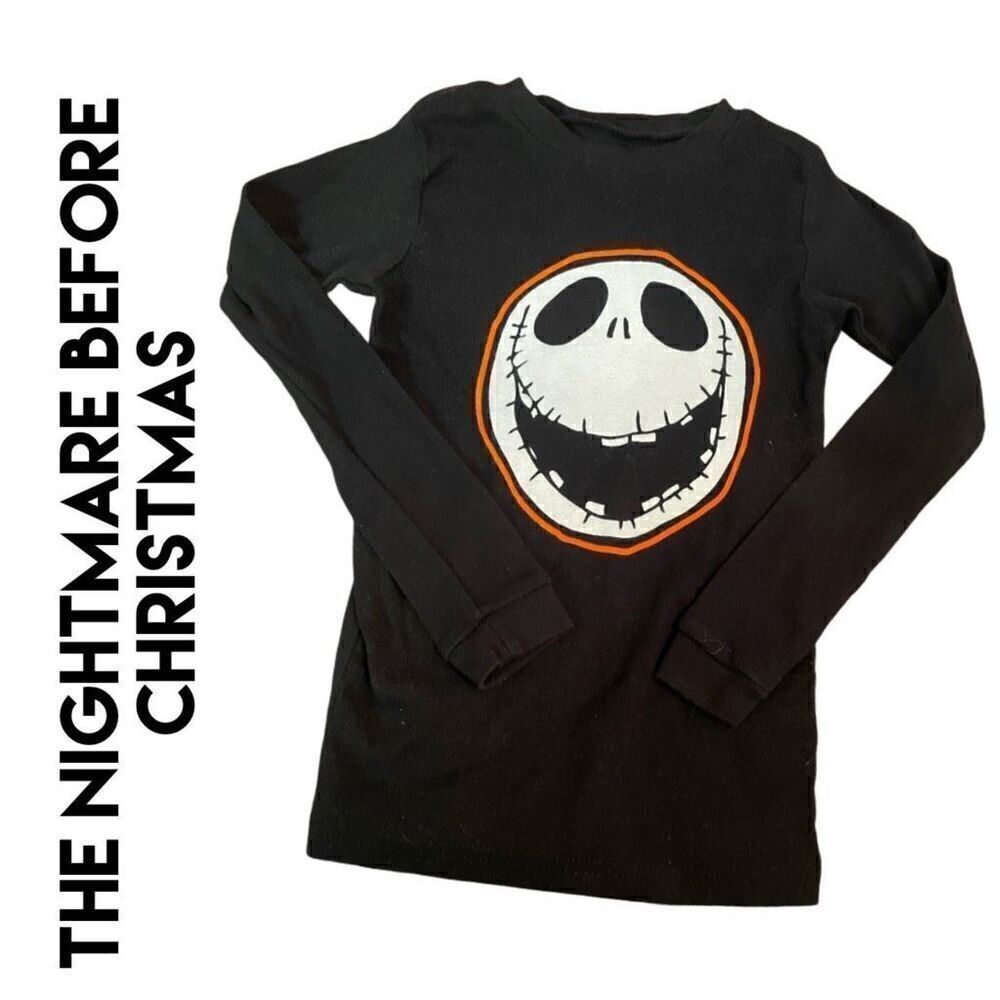 The Nightmare Before Christmas “Jack” Face Long Sleeve Black Shirt Size 8 (Boys)